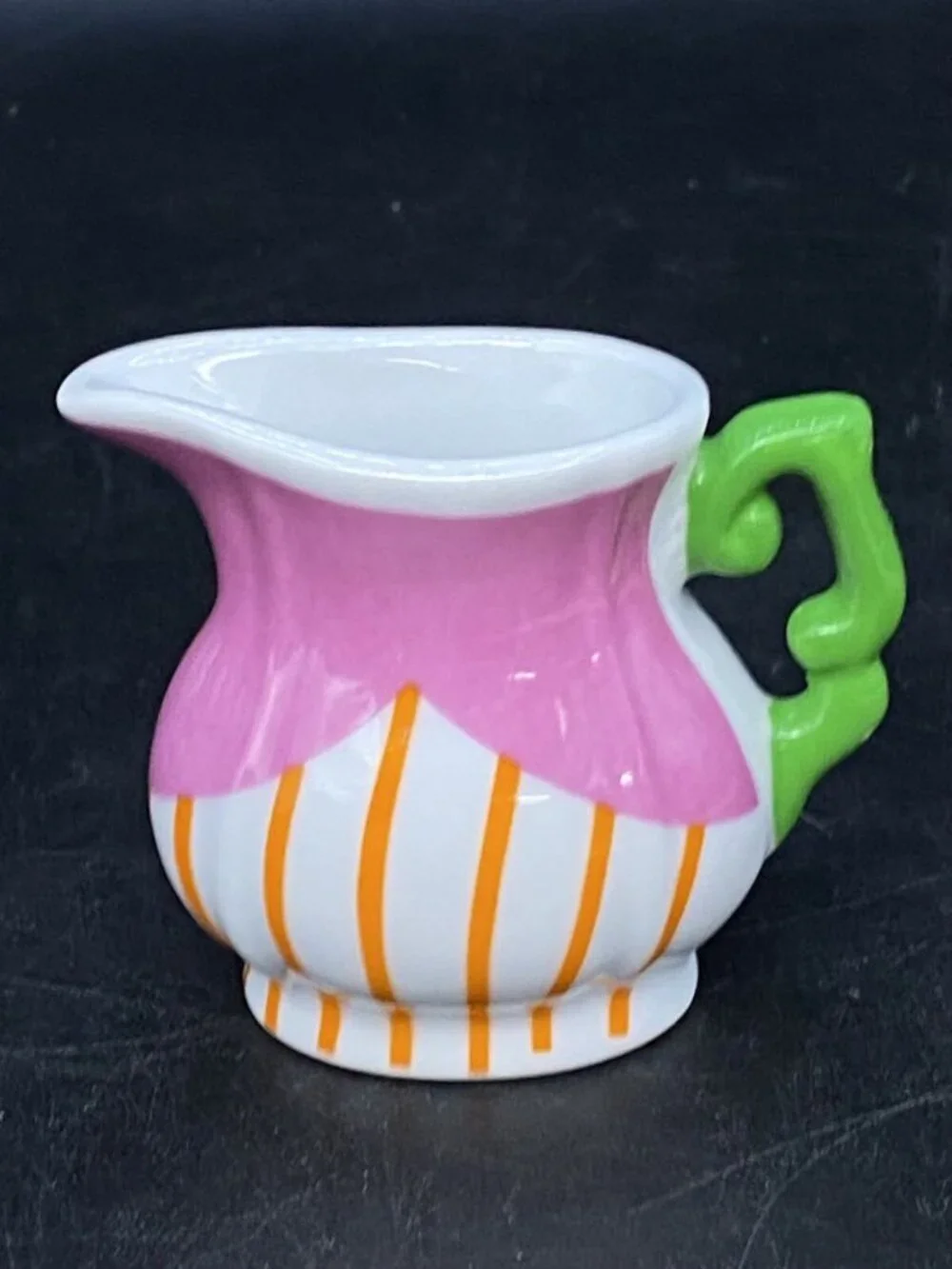 Italian Tre Marie Pottery Pitcher & Retro Green Pink Miniature Lot 2